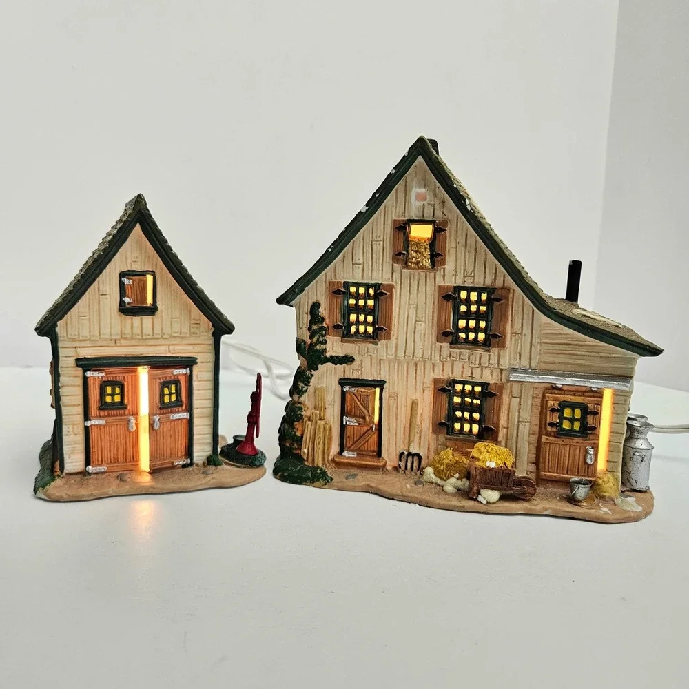 Lemax Harvest Crossing Bluebird Acres Lighted Buildings Set of 2 Farmhouse 75569